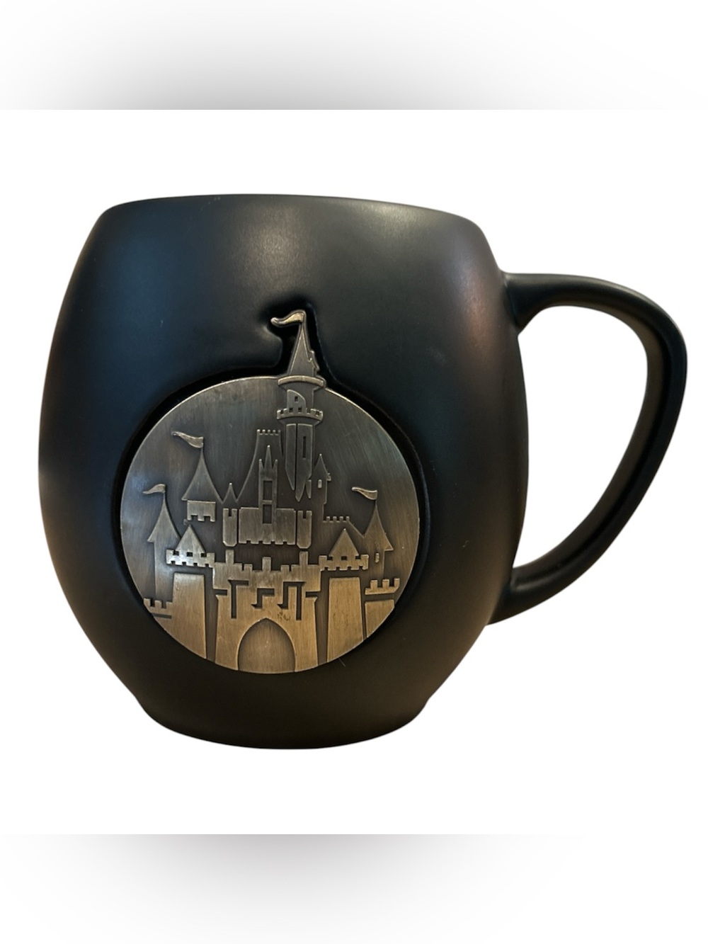 NWOB Disney Parks Sleeping Beauty Castle Black Matte Finish Ceramic Coffee Mug